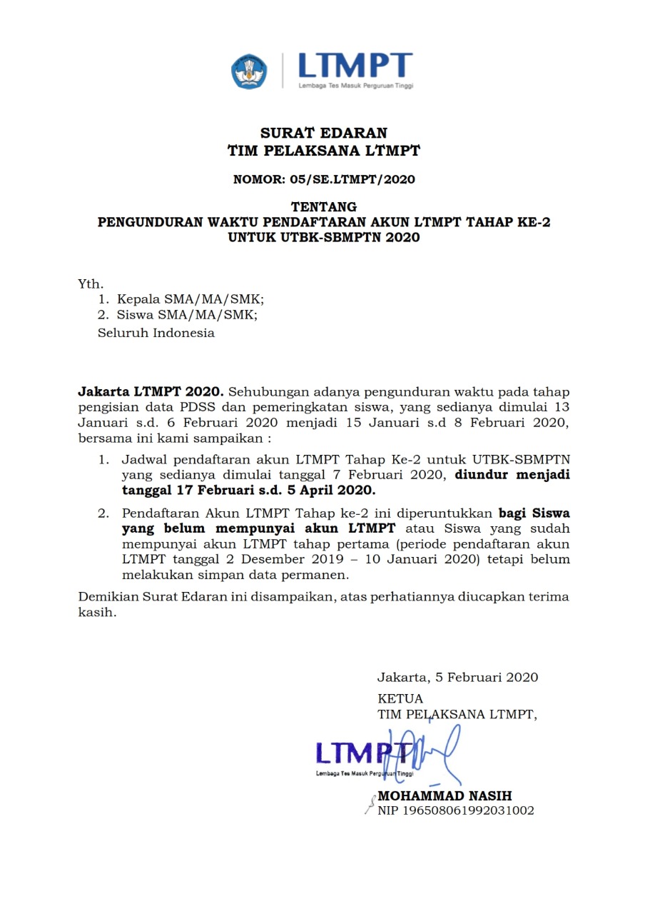 Pendaftaran Akun LTMPT untuk UTBK dan SBMPTN